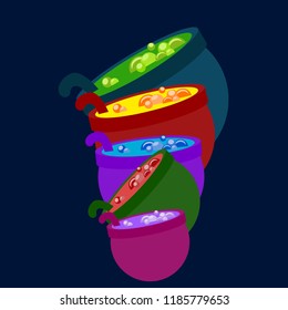 Halloween pot with potion night vector