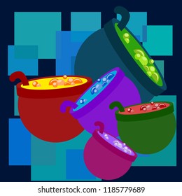 Halloween pot with potion night vector