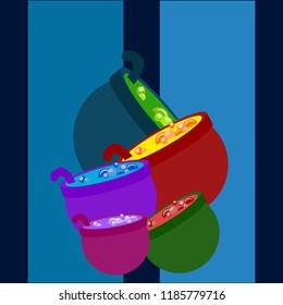 Halloween pot with potion night vector