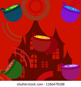 Halloween pot with potion night vector