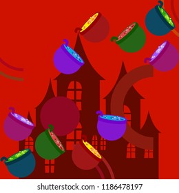 Halloween pot with potion night vector