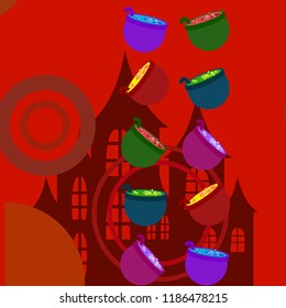 Halloween pot with potion night vector