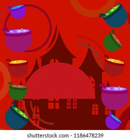 Halloween pot with potion night vector