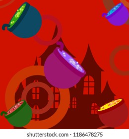 Halloween pot with potion night vector
