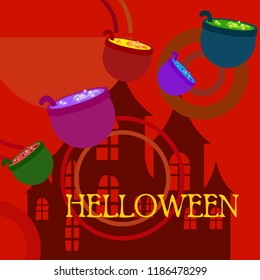 Halloween pot with potion night vector