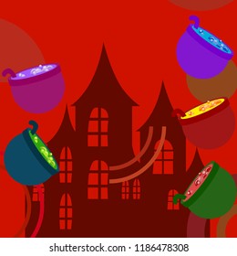 Halloween pot with potion night vector