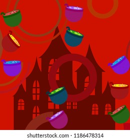 Halloween pot with potion night vector