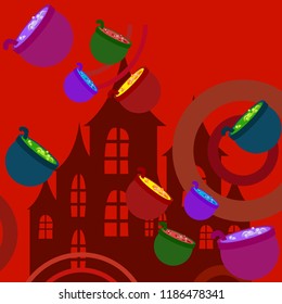 Halloween pot with potion night vector