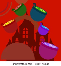 Halloween pot with potion night vector