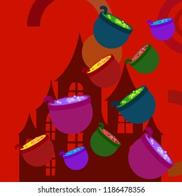 Halloween pot with potion night vector