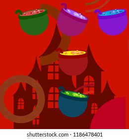 Halloween pot with potion night vector