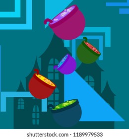 Halloween pot with potion night vector
