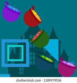 Halloween pot with potion night vector