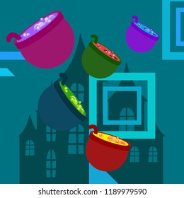 Halloween pot with potion night vector