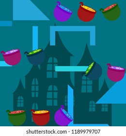 Halloween pot with potion night vector