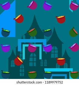 Halloween pot with potion night vector