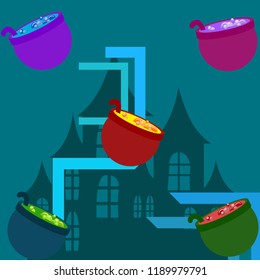 Halloween pot with potion night vector