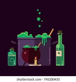 Halloween, potion, invitation or greeting cards. Vector illustration, a flat style.