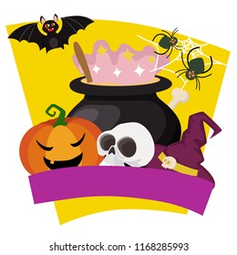 halloween potion magic pot flat style