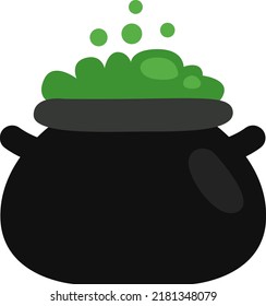 Halloween potion pot, illustration, vector on a white background.