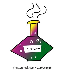 Halloween potion. Vector spooky doodle icon. Colourful illustration on white background.
