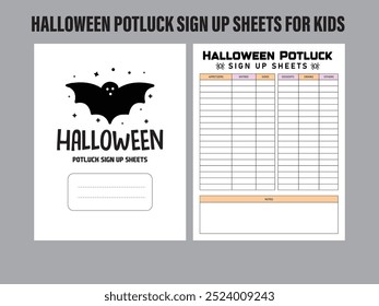 Hojas De Registrarse De Halloween Potluck Kdp Plantilla Interior
Tamaño: 8.5X11
300 Dpi 