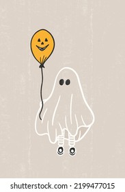 Halloween Print Ghost Baby Beige Halloween Decor Minimalist Halloween Print Printable Holiday Wall Art Vector