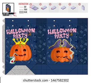 halloween print gift pack template orange pumpkins at the party