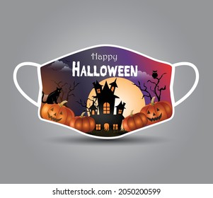 Halloween printable face mask design. vector illustration	
