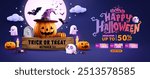 Halloween Promotion Poster or banner template,Halloween celebration with Pumpkin Jack-O