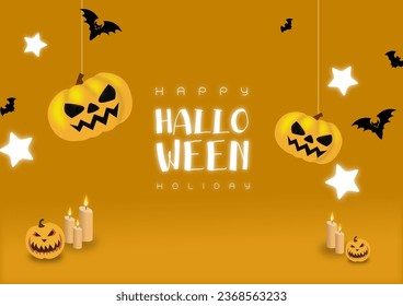 Halloween Promotion Poster or banner template.Halloween night, halloween elements. Website spooky or banner template.