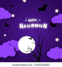 Halloween Promotion Poster or banner template.Halloween night, halloween elements. Website spooky or banner template.