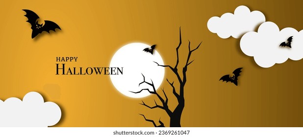 Halloween Promotion Poster or banner template.Halloween night, halloween elements. Website spooky or banner template.