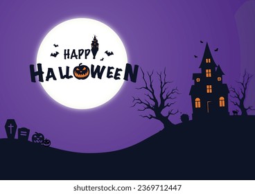 Halloween Promotion Poster or banner template.Halloween night, halloween elements. Website spooky or banner template.