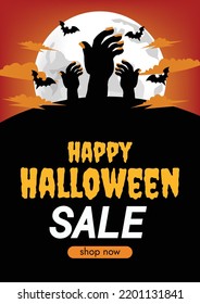 halloween promotion halloween sale background design vector