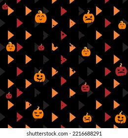 Halloween Pumkin Jack O Lantern Triangle Grunge Pattern