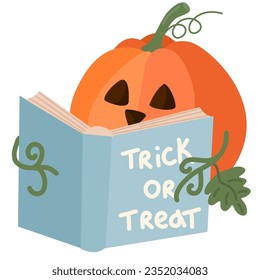 Halloween pumkin read book. Cute halloween character.Halloween decorations.