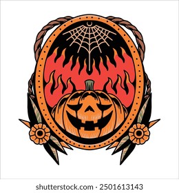 halloween pumkin tattoo vector design