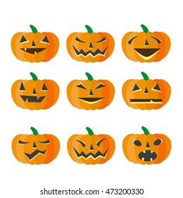 Halloween pumkin vector orange icons set