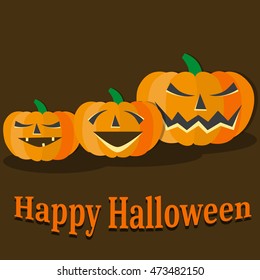 Halloween pumkin vector orange icons set. Happy Halloween