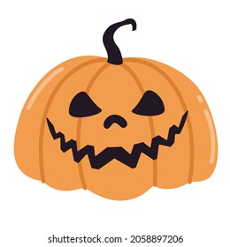 Halloween pumkin vector sticker . Halloween isolated icon. Pumkins with a sinister expression on white background. Vector illustration