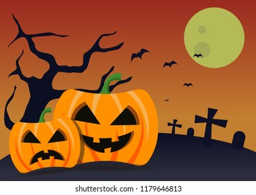 halloween pumkins background vector illustration.