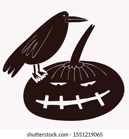 Halloween Pumkin's object silhouettes for halloween decorations, silhouettes, sketch, icon, sticker. Hand drawn vector illustration - Vector