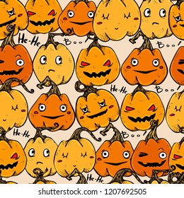 Halloween pumkins seamless pattern