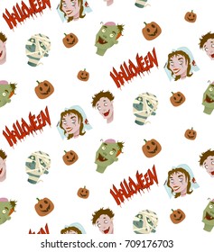 halloween pumping zombie vampire bride mummy vector pattern 