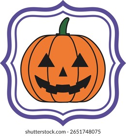 Halloween pumpkin -1-1- frame 
Jack o'lantern cute simple icon