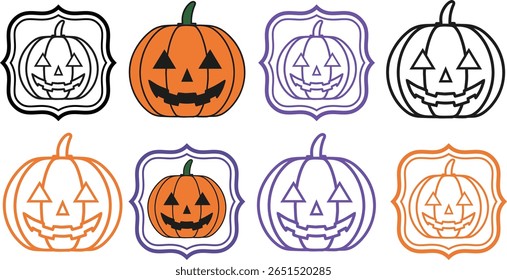 Halloween pumpkin -1-1- set Jack o'lantern cute simple icons