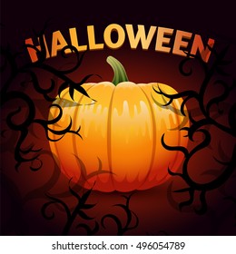 Halloween pumpkin. 31 October - Happy Halloween Day. Vector illustration.