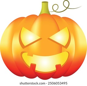 Halloween pumpkin 3d with scary glowing eyes, jack o lantern 3d