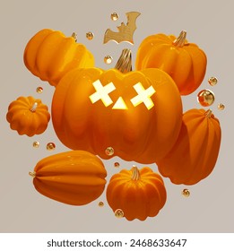 halloween calabaza 3d cara de Vector